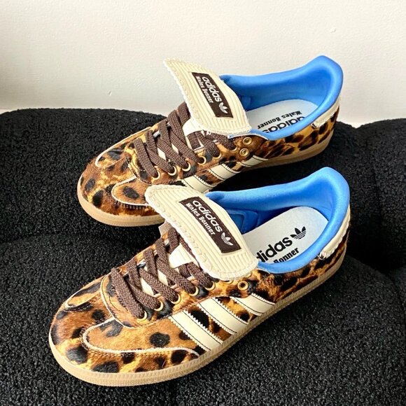 New Adidas x Wales Bonner Samba Pony Leopard Print Women's Sneaker - Picture 4 of 7